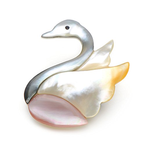 WULI & BABY Natural Shell Swan Brooches for Women and Men