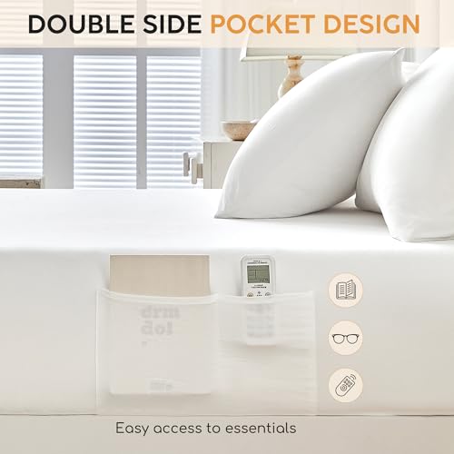 Image of Tokokimo California King Sheet Set 4 Piece, Super Soft Washed Cotton-Linen Feel Microfiber, 16 inch Deep Pocket Fitted Sheet, 1 Flat Sheet, 2 Pillowcases, Breathable Bed Sheets, White