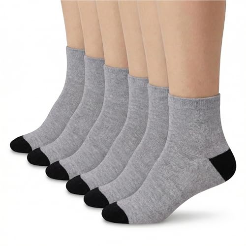 Leather VILLAGE DHAMPOOH - Calcetines antideslizantes para correr hasta el tobillo para hombres y mujeres, comodidad elegante, diseño antideslizante, color gris, tamaño mediano, perfectos para el uso