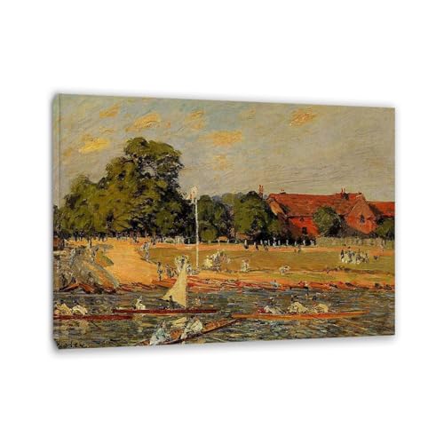 Impression sur toile Régate à Hampton Court reproduction Sisley encadrée 40x56cm