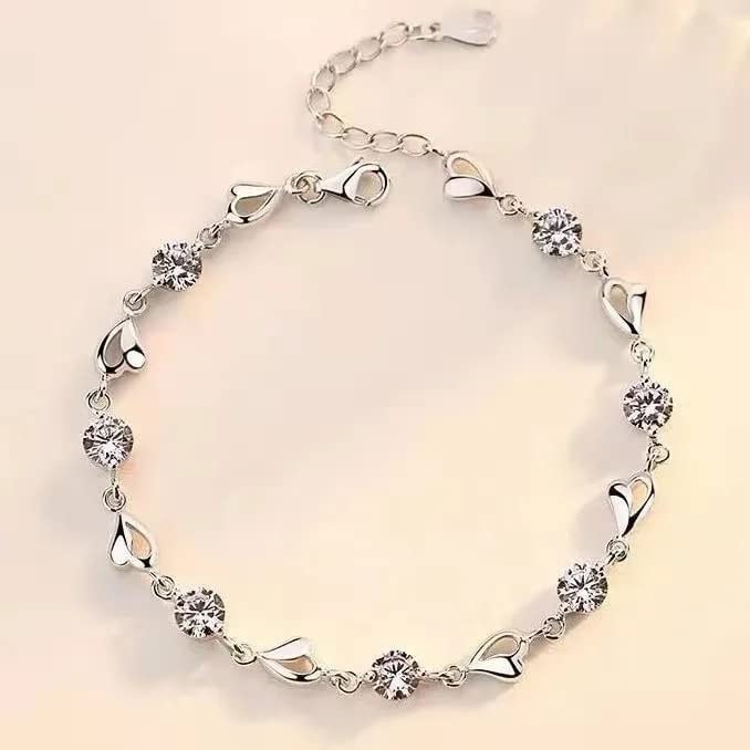 Bracelets coeur argent 925 anti-noircissement aux zircons éclatants