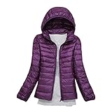 Minetom Damen Leichte Daunenjacke Mit Kapuze Steppjacke Leichter Daunenmantel Daunen Winterjacke Leicht Ultraleichte Frauen Federleichte Softdaunenjacke Übergangsjacke Herbst A Dunkelviolett M