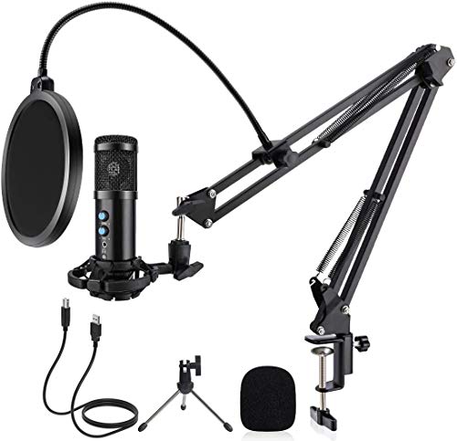 USB Condenser Microphone,DUTERID USB Microphone Kit for Computer,Multipurpose Mic with Boom Arm Shock Mount Pop,Plug and Play for Voice Overs,Gaming,Podcast,Chatting,YouTube Videos,Home Studio