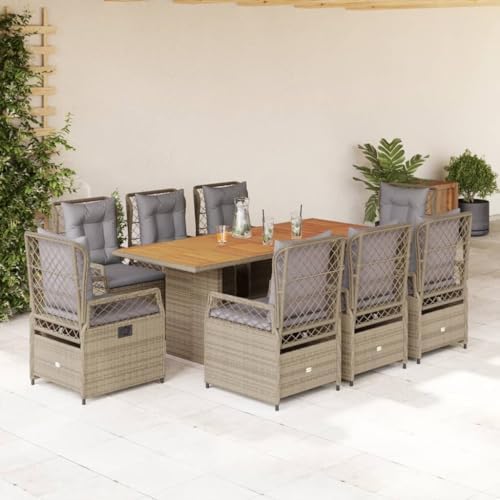 IKAYAA Gartenmöbel Set 8 Verstellbare Hochlehner Stühlen mit Tisc...
