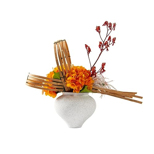 Arbre Artificiel Chinois Blanc Résout l'Entretien Plante avec Vase Céramique