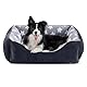 FURTIME Hundebett Kleine Hunde Hundekorb Waschbar Hundekörbchen rutschfeste Hundebetten Flauschig Hundematratze mit Erhöhte Ränder Weiches Hundesofa für Hunde Katze M(63x53x20cm) Schwarz/Sterne