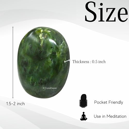 Image of Certified Green Jade Crystal Palm Pebbles Stones for Anxiety Stress Relief | AAA Grade Original Healing Gemstone Agate Palm Stone for Yoga Meditation Spiritual Reiki Feng Shui
