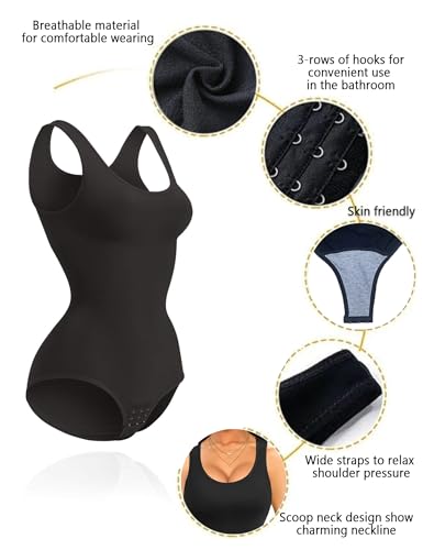 Image of Women Shapewear Tummy Control Bodysuit for Sexy Seamless Butt Lifter Full Body Shaper Black Body Suits Slimming Sleeveless Tank Tops Wasit Trainer