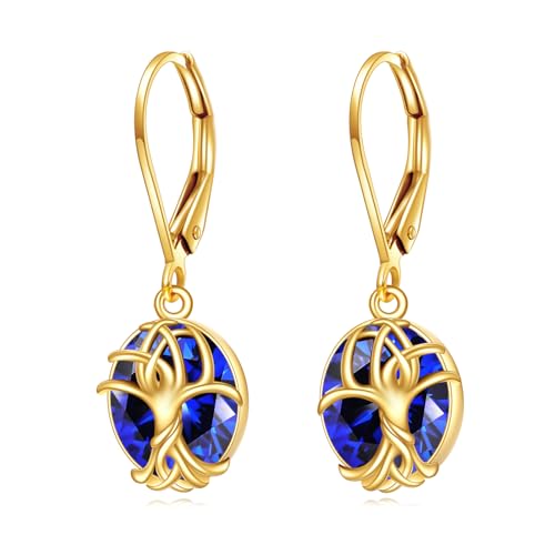 DOVRAN 14K Solid Gold Leverback Earrings for Women Real Yellow Gold Filigree Dangle Earrings Trendy Jewelry Birthday Mother's Day Gifts for Wife Mom