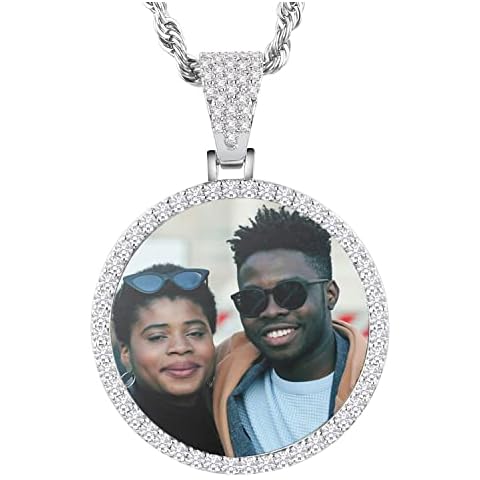 YIMERAIRE Customized Necklace with Picture Pendant Neckalce for Women Men Personalized Photo Pendant Necklace Memory Chain Necklace with Picture Birthday Gift 20in Silver Rope Chain Cover