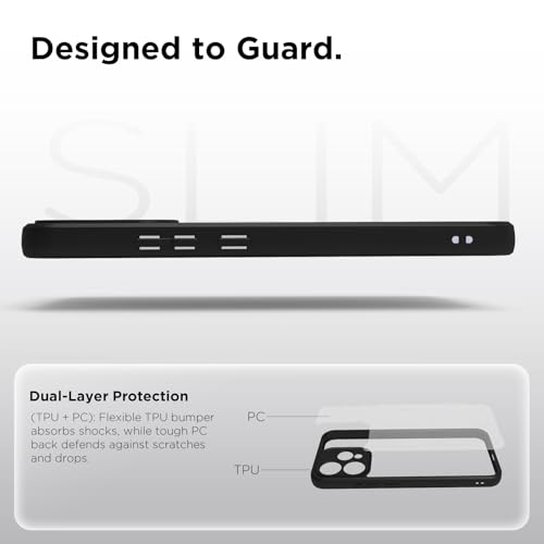 Image of RIGGEAR Shockproof Sleek Hybrid Armor Back Cover Case for Oppo Reno15, Reno 15 5G (Clear PC + Black TPU Bumper)