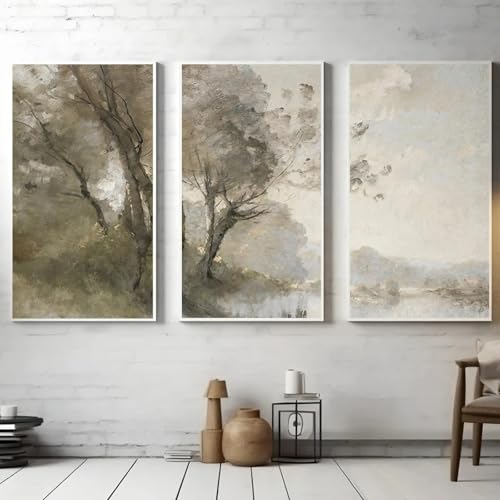 Triptyque campagne nature paysage toile pour masquer un grand mur vide