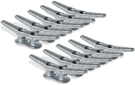 ZUJARA 4 inch Dock Cleats, 10-Pack Galvanized Iron Boat Cleat for Marine or Decorative Applications