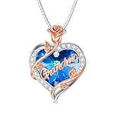 MEIDERBO Collar con colgante de plata de ley 925 para esposa, hermana, hija, abuela y corazón de cristal, Plata esterlina, Sin piedra preciosa
