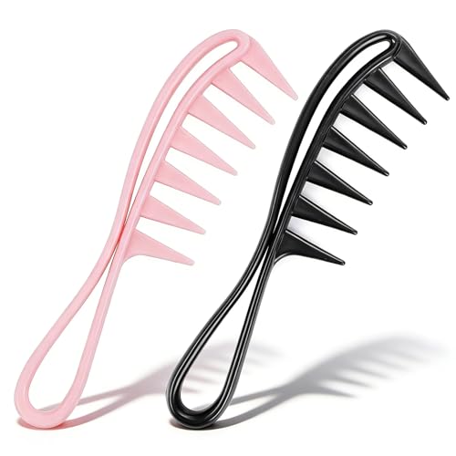 2Pcs Wide Tooth Comb for Curly & Wavy Hair