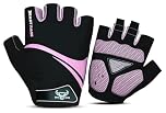 BEAST RAGE Half Finger Cycling Gloves for Men & Women–Breathable Fingerless Bike Gloves with Anti-Slip Palm,Shock Absorption,Gel Padding for Road Cycling,MTB,Mountain Biking (PINK, L)