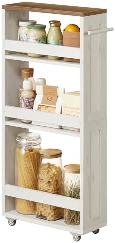 VASAGLE Slim 4-Tier Storage Cart, 15 x 17 x 86.5 cm