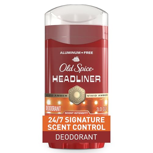 Image of Old Spice Aluminum Free Deodorant for Men, 24 /7 Odor Protection, 24 /7 Signature Scent & Lasting Freshness, Goes on Clean, Headliner with Black Currant, Leather, & Amber Scent, 3.0 oz