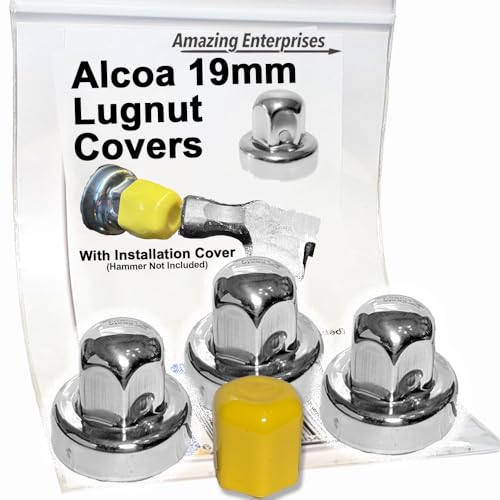 Alcoa, Lug Nut Covers, Caps (3 Pieces) Sprinter-Winnebago-Roadtrek-PleasureWay-Leisure Travel, Hide a Lug, 19mm, Stainless Steel, 000135, 000120, Set of 3 LugNuts, All Models: 2006 Through 2024