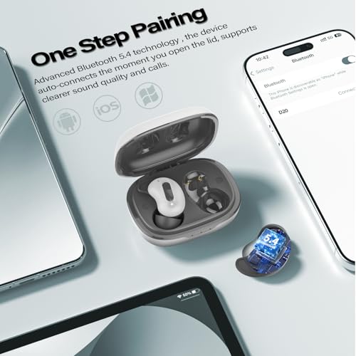 Auriculares Para Dormir, Auriculares Intraaurales Inalámbricos Bluetooth 5.4, con Sonido Estéreo de Graves 48 Horas y Cancelación Ruido ANC/ENC, Impermeable IPX7 Para Quienes Duermen de Lado, Blanco - imagen 5