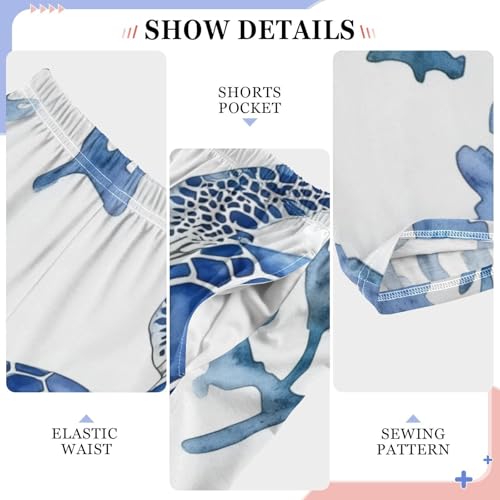 Sea Turtles Coral Boys Long Pants Soft Trousers Elastic Waist Kids Lounge Bottoms with Pockets S-XL4