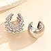 2Pcs Gold Ear Cuff Wrap Earrings for Women Dainty Non Pierced Chunky Silver Ear Cuffs Fashion Non Piercing Statement Earring Vintage Huggie Jewelry (Silver)
