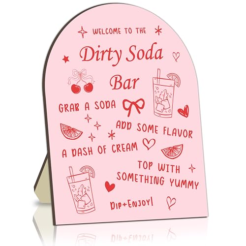 Dirty Soda Bridal Shower Bar Signs Dirty Soda Bride Shower Welcome Wooden Sign Party Table Decor for Bride Party Reception Entrance Greeting Stand Sign Bridal Parties Decor Supply Favor 8x10 In
