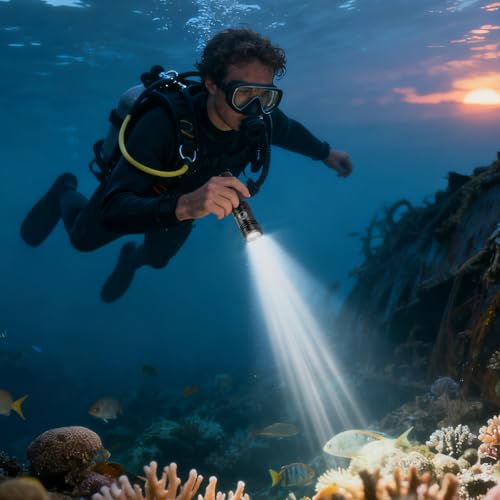 Lampe de plongée étanche et rechargeable avec 4 modes d'éclairage