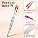 4 Pieces Rubber Tipped Tweezers, Forceps Silicone Coated Flat Tip Long Bent Precision Tweezers, Hobby Craft Tweezer Tools for Crafting Stamps Coins Jewelry Industrial Electronic Lab (Black & Red)