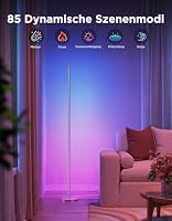 Govee RGBIC LED Stehlampe Wohnzimmer, 1000lm Stehleuchte Dimmbar, Arbeiten mit Matter & Alexa, 85 Szenenmodi, 16 Millionen Farben, DIY & Musikmodi, 136cm Ecklampe für Schlafzimmer Deko, Silber – Ansicht 4
