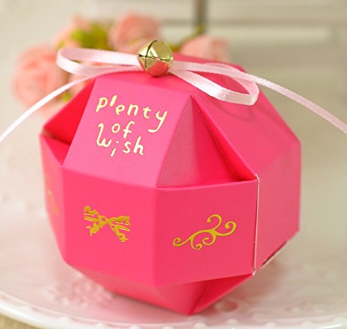 Joinwin 50X Round Ball Wedding Candy Box,Gold Wedding Jewelry Box , Red Wedding Sweet Box, Unique Ball Candy Box Diy Wedding Gift Box #TOP6