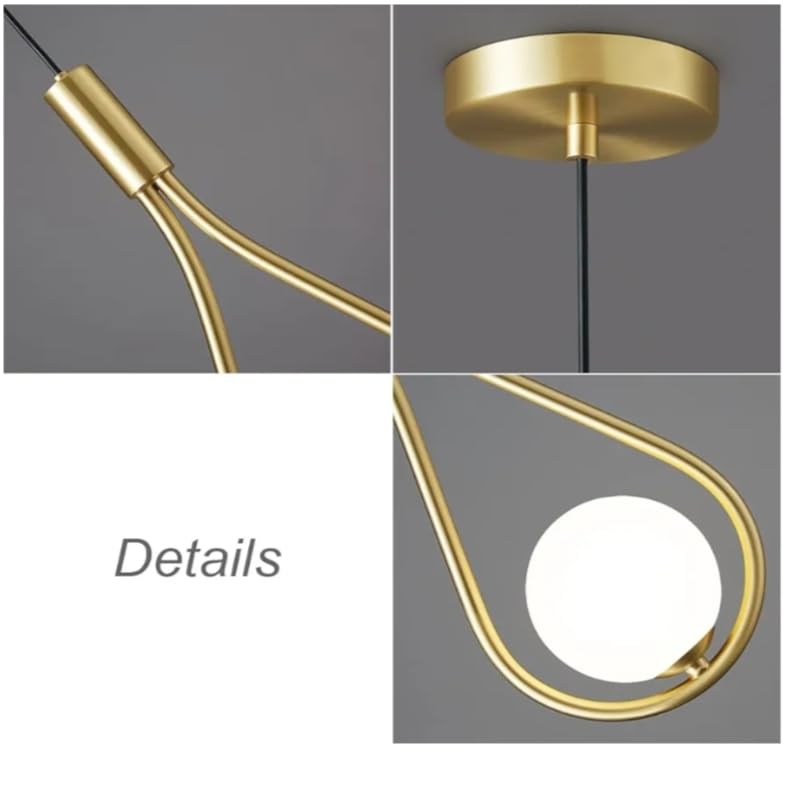 Image of Dropshape Milky Forest Glass Gold Metal Modren Style Hanging Pendent Celing Light Lamp for Bedroom Living Room Lobby Bedside Office Kitichen Home Decor Light with Bulb (1)