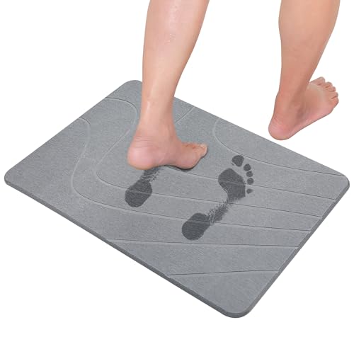 CARBURATEUR Kieselgur - Alfombrilla de baño antideslizante, alfombrilla de ducha, alfombrilla de baño de piedra, de secado rápido, 60 x 39 cm, alfombrilla de baño superabsorbente, alfombra de baño
