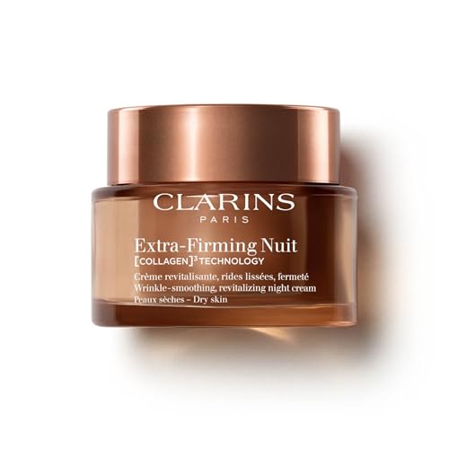 Clarins NEW Extra-Firming Night Moisturizer | Firming and Renewing Anti Aging Night Cream | Contains Collagen Polypeptide Avocado Peptides Shea Butter & Niacinamide | REFILLABLE | Dry Skin Type