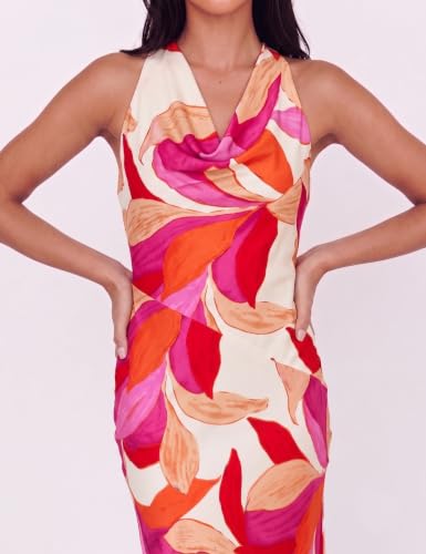 Image of KOUNAI Satin Backless Formal Maxi Dresses for Women Wedding Guest | Silk,Cowl Neck,Drape Neck,Open Back,Sleeveless,Tie Back,Elegant,Cocktail,Bridesmaid,Beach,Vacation,Party,Graduation,Midi