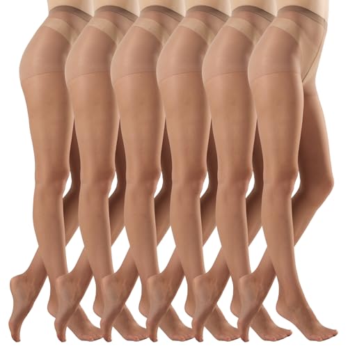 Image of MANZI 6 Pairs 20D Women's Sheer Tights Ultra Thin High Waist Pantyhose Thigh Stockings