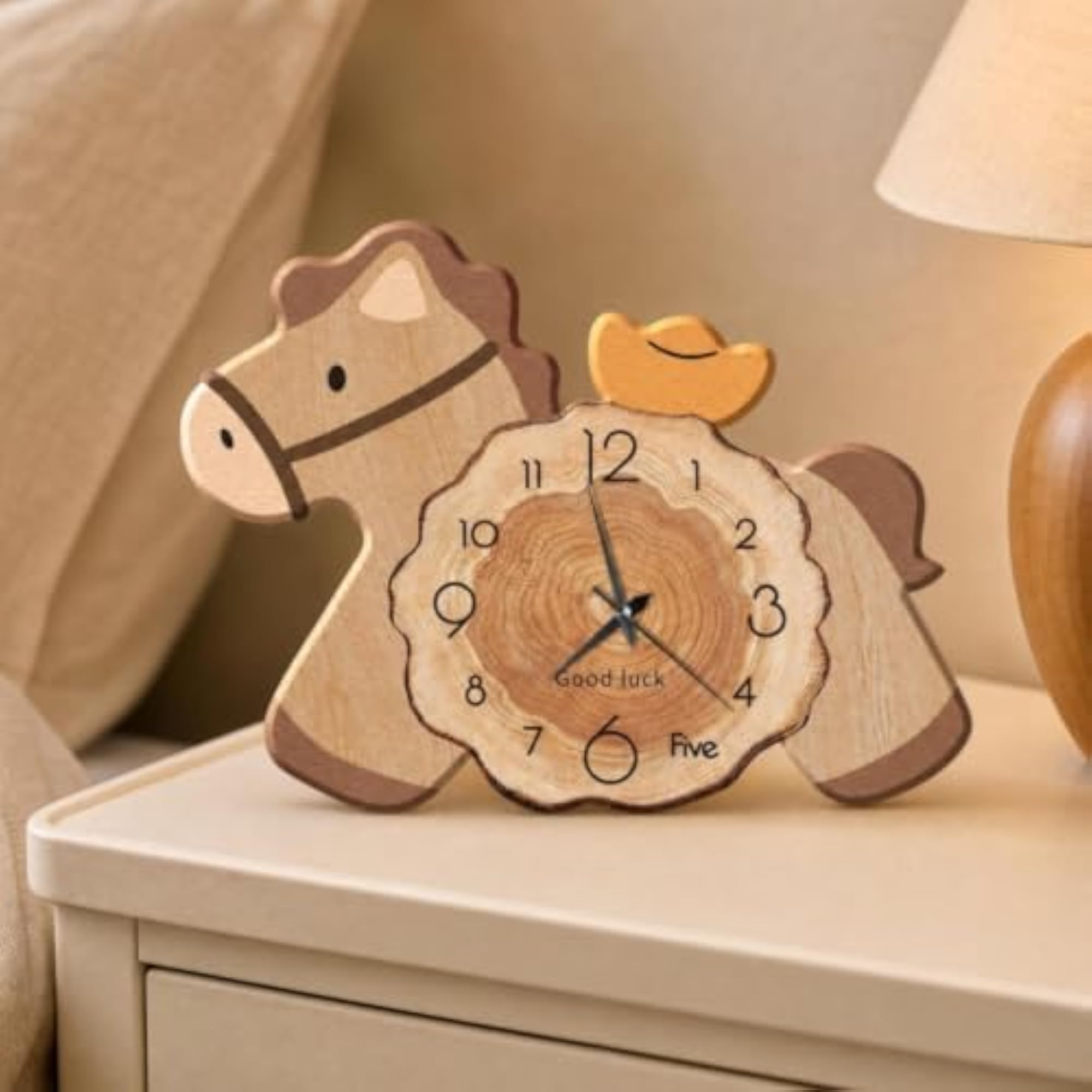 Powered Desktop Analog Clock, Decorative Horse-Shaped Clock