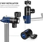 NEEWER 2 Adaptateur de support de lumière Pack avec chaussure froide, vis 1/4" Mini Tête de balle, plaque de montage réversible pour caméra moniteur lumière anneau, convient à la tête plate éclairage support / bras, Max Charger 22lb/10kg
