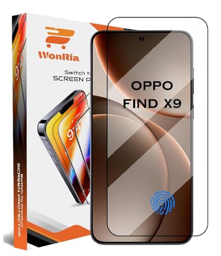 Image of WonRia Pack 1 - Ultrasonic FingerPrint Unlock Tempered Glass for Oppo Find X9 5G Edges to Edge 9H Hardness Screen Guard Protector with Easy Installation kit