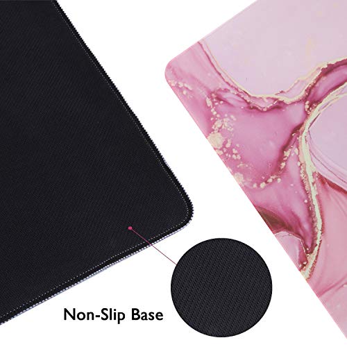 Image of iCasso Extended Gaming Mouse Pad (35.4x15.7 in), Large 3mm Non-Slip Rubber Base Mousepad with Stitched Edges, Waterproof Keyboard Mouse Mat Desk Pad for Work, Game, Office, Home - Glitter Marble