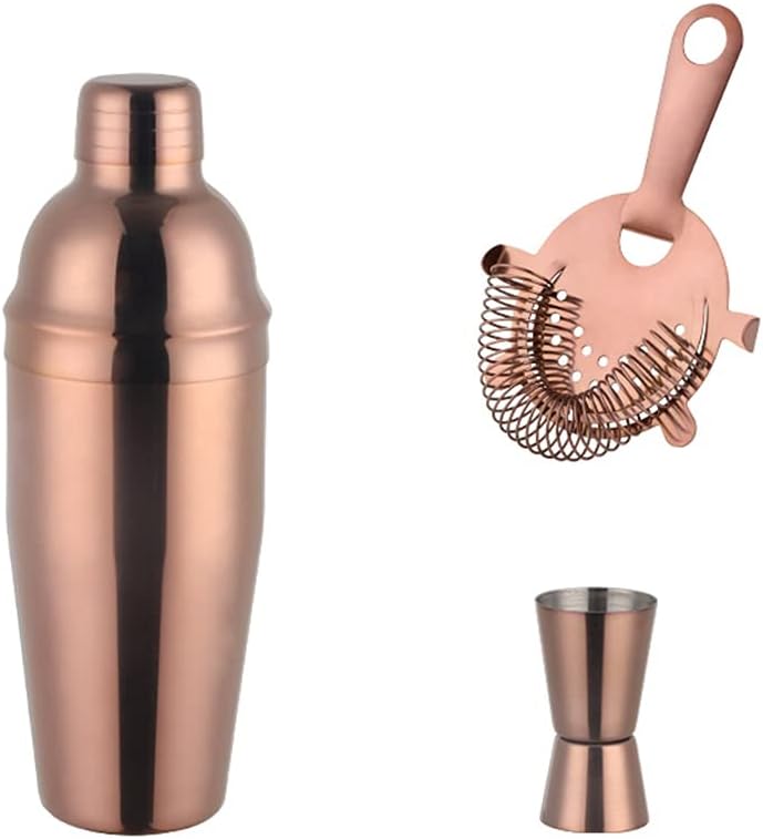 VIDI 3PCS Stainless Steel Rainbow Boston Cocktail Set 750ml Shaker With Strainer Measure Cup Bartender Kit Bar Tool