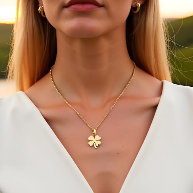 925 Sterling Silver Four Leaf Clover Necklace - Rhodium Plated Shining Mirror Finish Shamrock Pendant with 20" Inch Chain - Good Luck Charm - Irish Jewelry for Women - Handmade - Image 3
