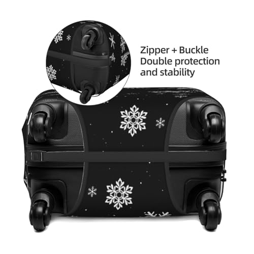 Snowflake Winter Pattern Black And White Luggage Cover, Protective Washable Suitcase Cover - Travel High Elastic Fibers Suitcase Protector Fits Medium4