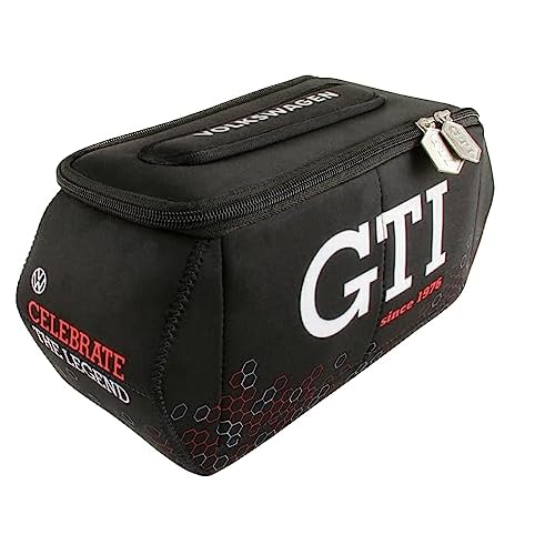 BRISA VW Collection - Volkswagen Golf GTI CocheBolsa Universal de Neopreno, Neceser, Bolso de Maquillaje-Cosméticos-Aseo, Estuche de lápices, Caja de Almuerzo, Equipaje (Hexágono/Negro)