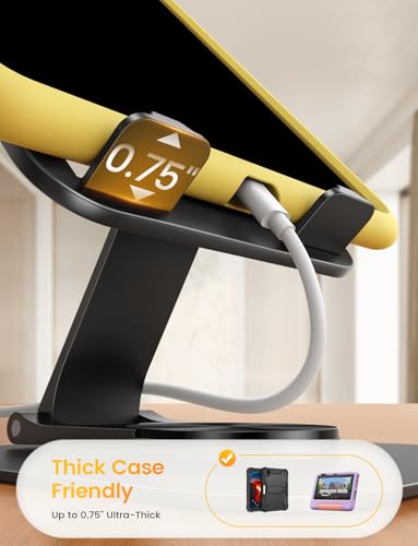Image of Lamicall Tablet Stand Holder for Desk - [360 Rotatable Metal Base] Adjustable iPad Stand, Foldable Desktop Tablet Stand for iPad Pro 13 /12.9 /11 /10.5 /9.7, Air mini 6 5 4 3, Switch, 4-13 inch Device