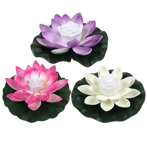 Fleurs flottantes LED à couleur changeante pour sublimer les étangs et bassins de jardin x3