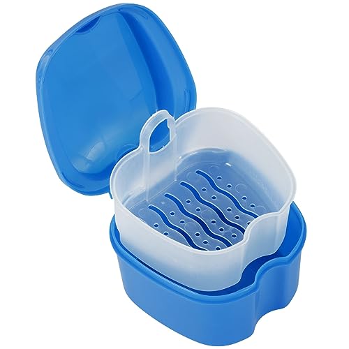 Caixa de dentadura caixa de banho dentadura caixa de armazenamento de dentes falsos com cesta de enxágue estojo portátil de armazenamento de dentes falsos caixa de retenção ortodôntica para