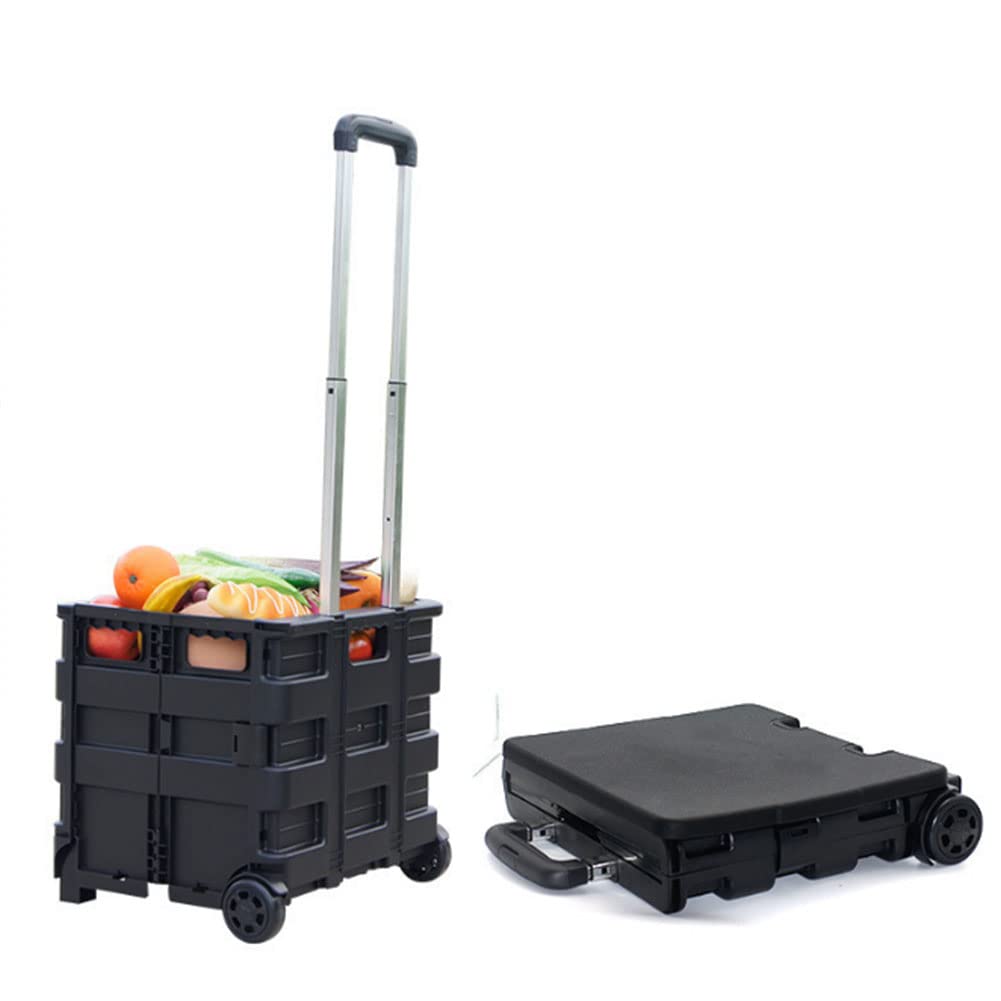 Carrello pieghevole per libri, capacità 25 kg, design a 2 ruote, scatola portaoggetti pieghevole con manico in alluminio per un facile trasporto e organizzazione di libri, forniture per ufficio