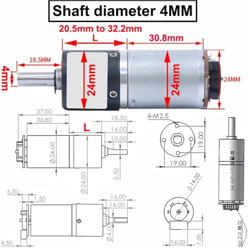Motoréducteur planétaire DC 24V 375RPM réversible avec encodeur Hall - 3
