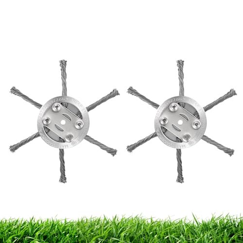 Steel Wire Grass Trimmer Head, 6 Inches Steel Wire Weed Trimmer Head, Rotary Brush Weed Remover Cutter Tool for Lawn, Compatible with All Weeder (6 Blades-5.5MM-2PCS)